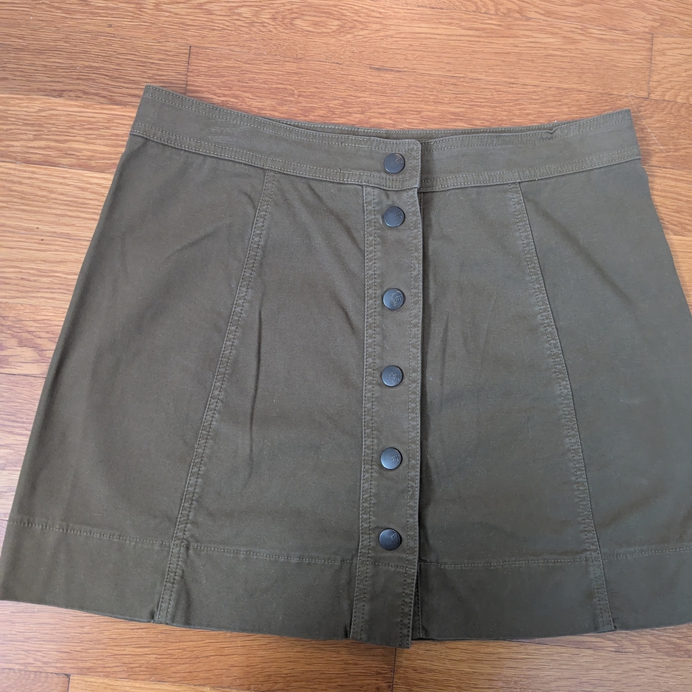 Madewell Tan Green A-line Mini Skirt